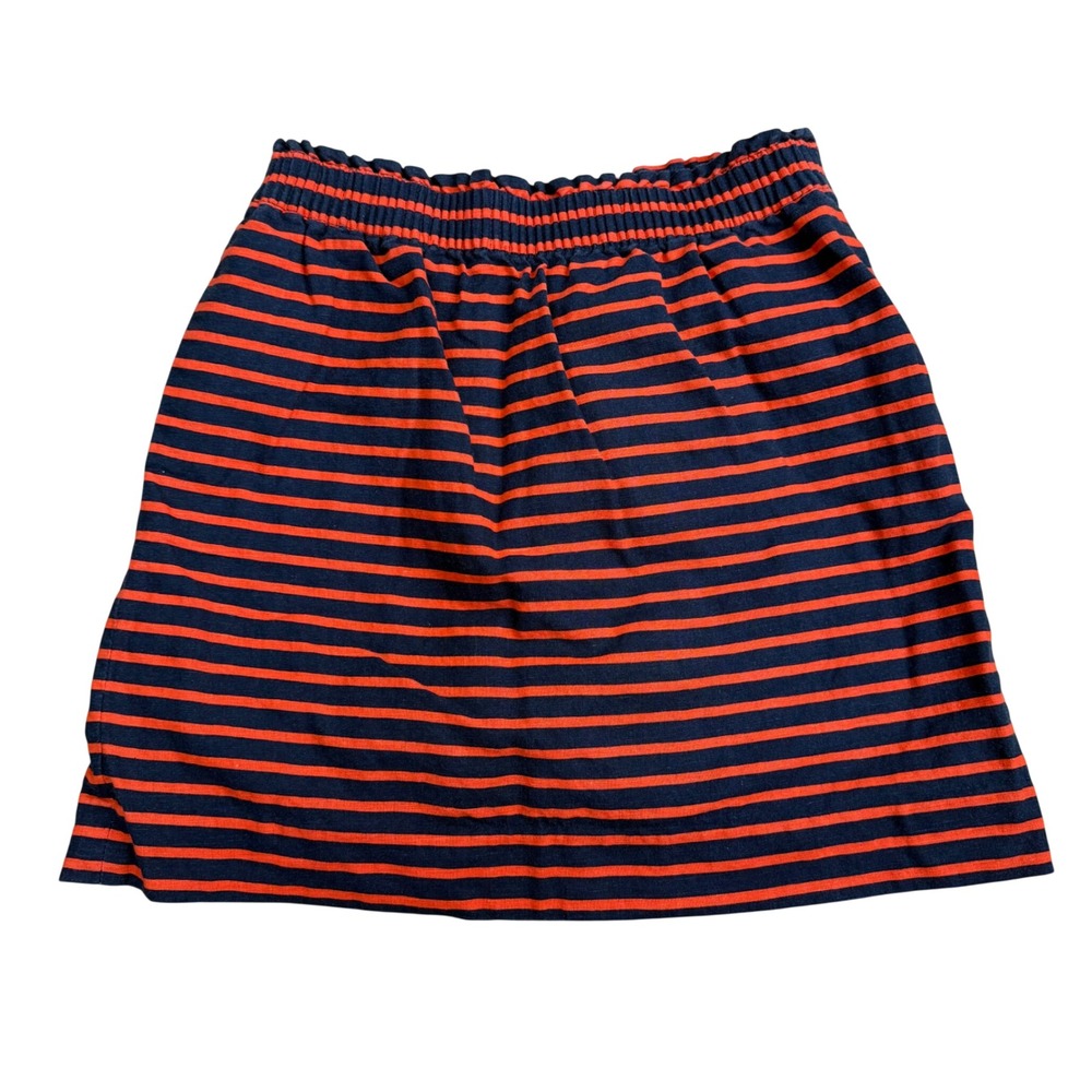 J.Crew Striped Linen Blend Mini Skirt Women 6 Navy/Orange Summer Casual